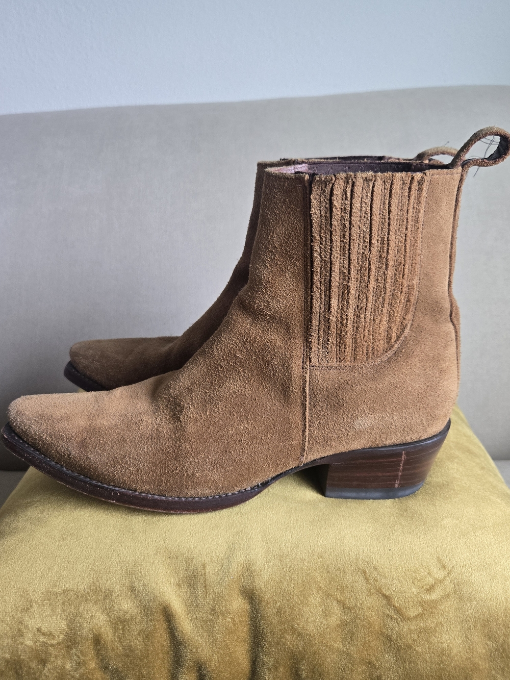 Tecovas Chestnut Suede Chelsea Ankle Boots